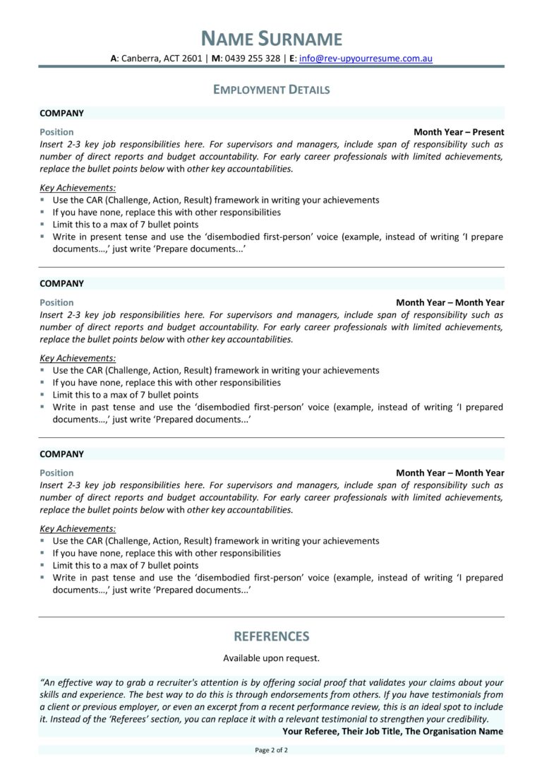 Free Australian Resume Template | Download Your ATS-Friendly Resume Now